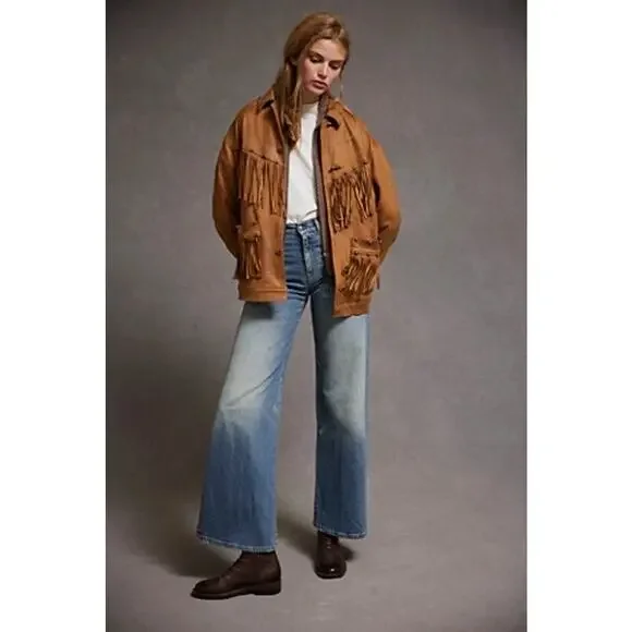 We The Free Knox Vegan leather brown fringe jacket size small - Picture 1 of 9